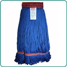 Janitorial Supplies Mop Wet Microfiber - Commercial Mop Head Fold Over F/L W/5IN Headband Blue Large
